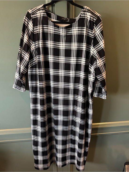 Talbots Dresses & Skirts - Talbots Black and White Plaid Midi Dress